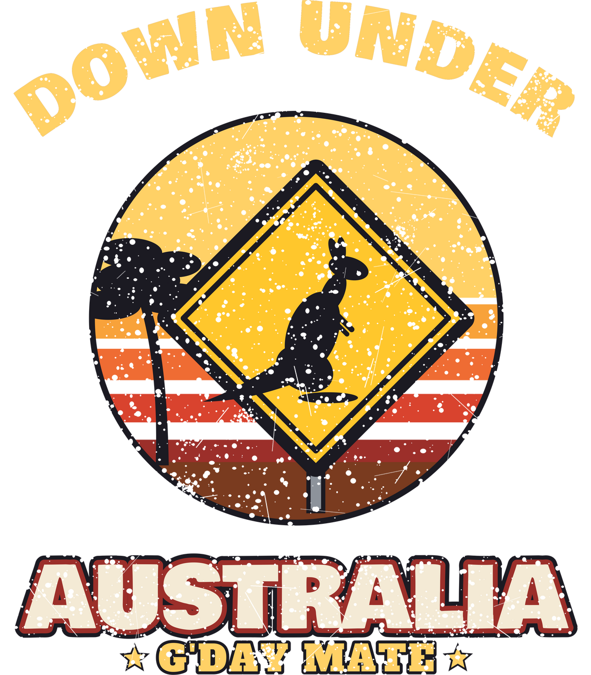 Down Under Australia Shirt – Retro Kangaroo Sign Tee - print file Front