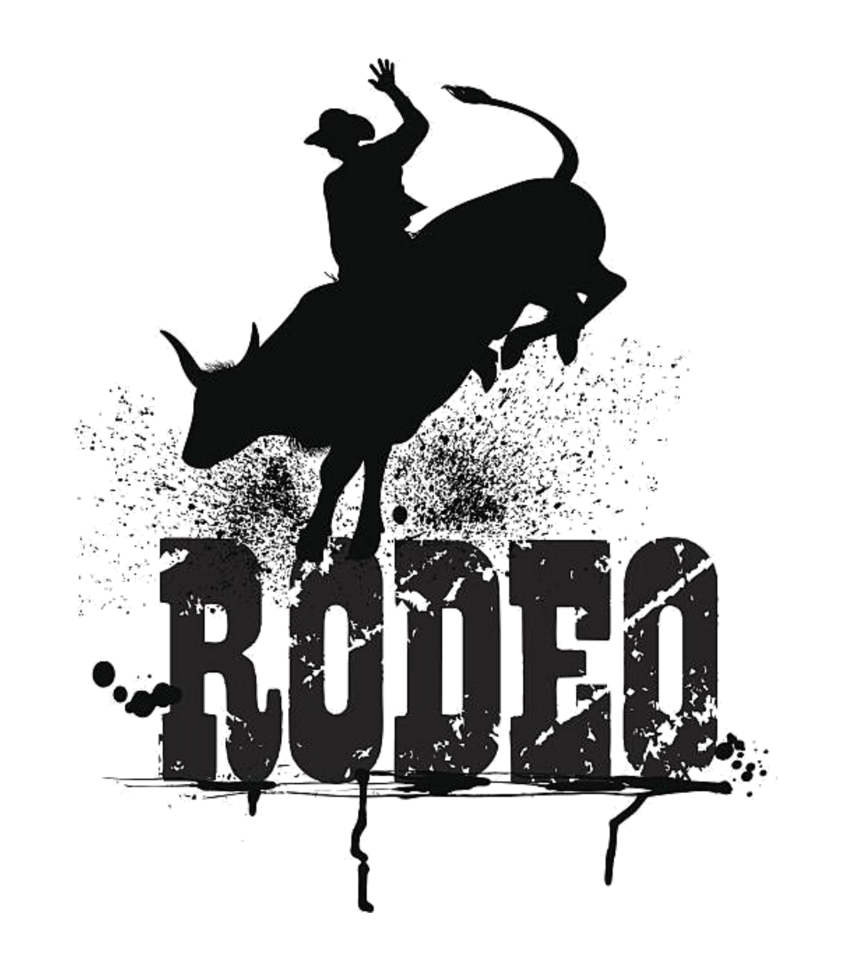 Rodeo Bull Rider Grunge Western Graphic T-Shirt & Sweatshirt - print file Back