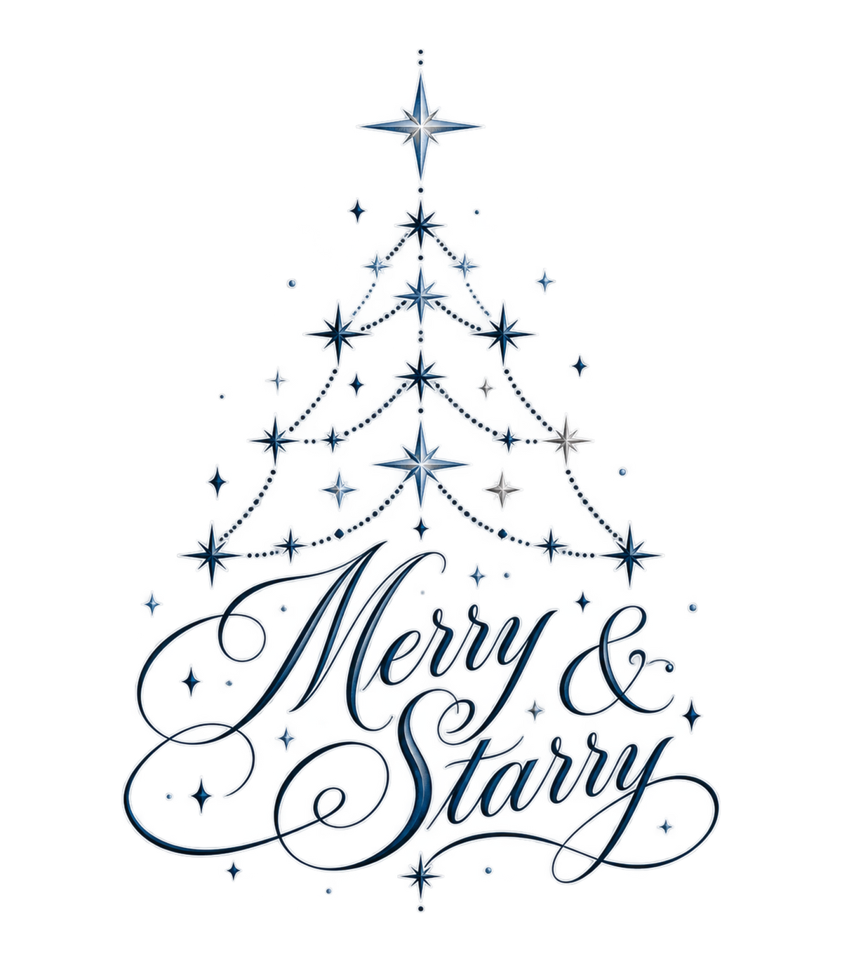 Merry & Starry Celestial Christmas Tree Graphic T-Shirt & Sweatshirt - print file Front
