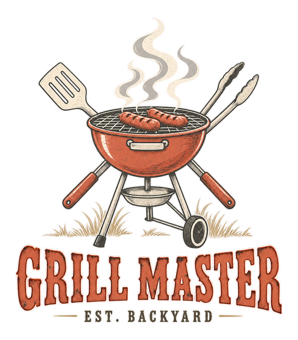 Grill Master Est. Backyard Retro BBQ Graphic T-Shirt & Sweatshirt - print file Front