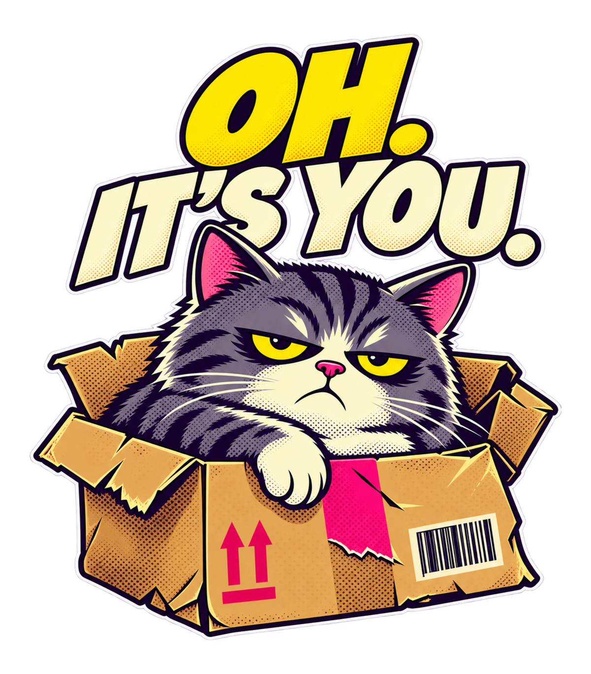 Oh. It's You. Grumpy Cat in Box Graphic T-Shirt & Sweatshirt - print file Front