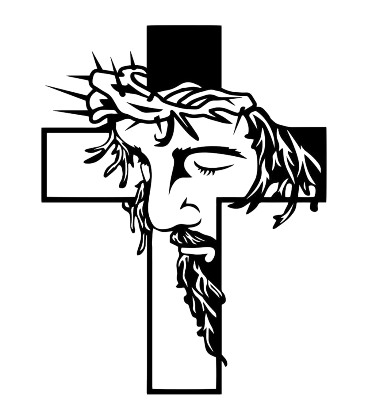 Jesus Crown of Thorns Cross Christian Graphic T-Shirt & Sweatshirt - print file Front