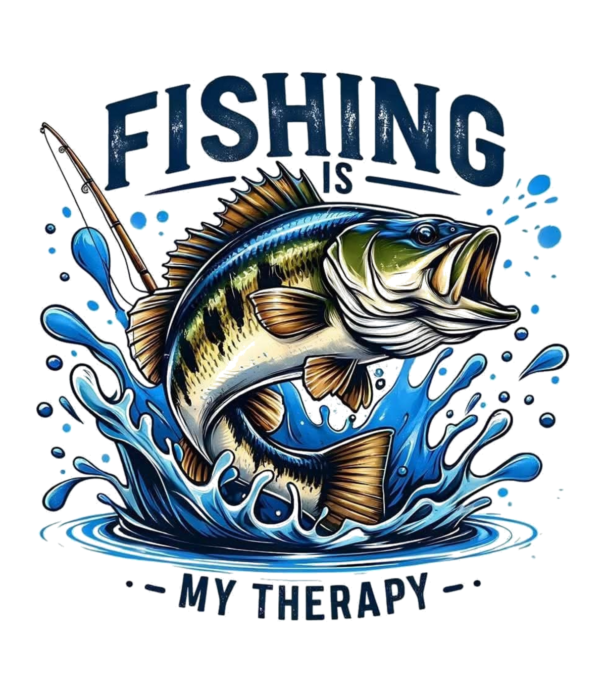 Fishing Is My Therapy Jumping Bass Graphic T-Shirt & Sweatshirt - print file Back