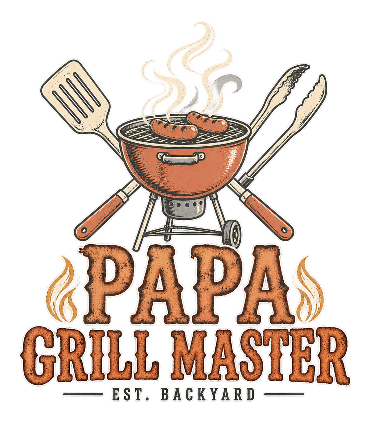 Papa Grill Master Retro BBQ Graphic T-Shirt & Sweatshirt - print file Front