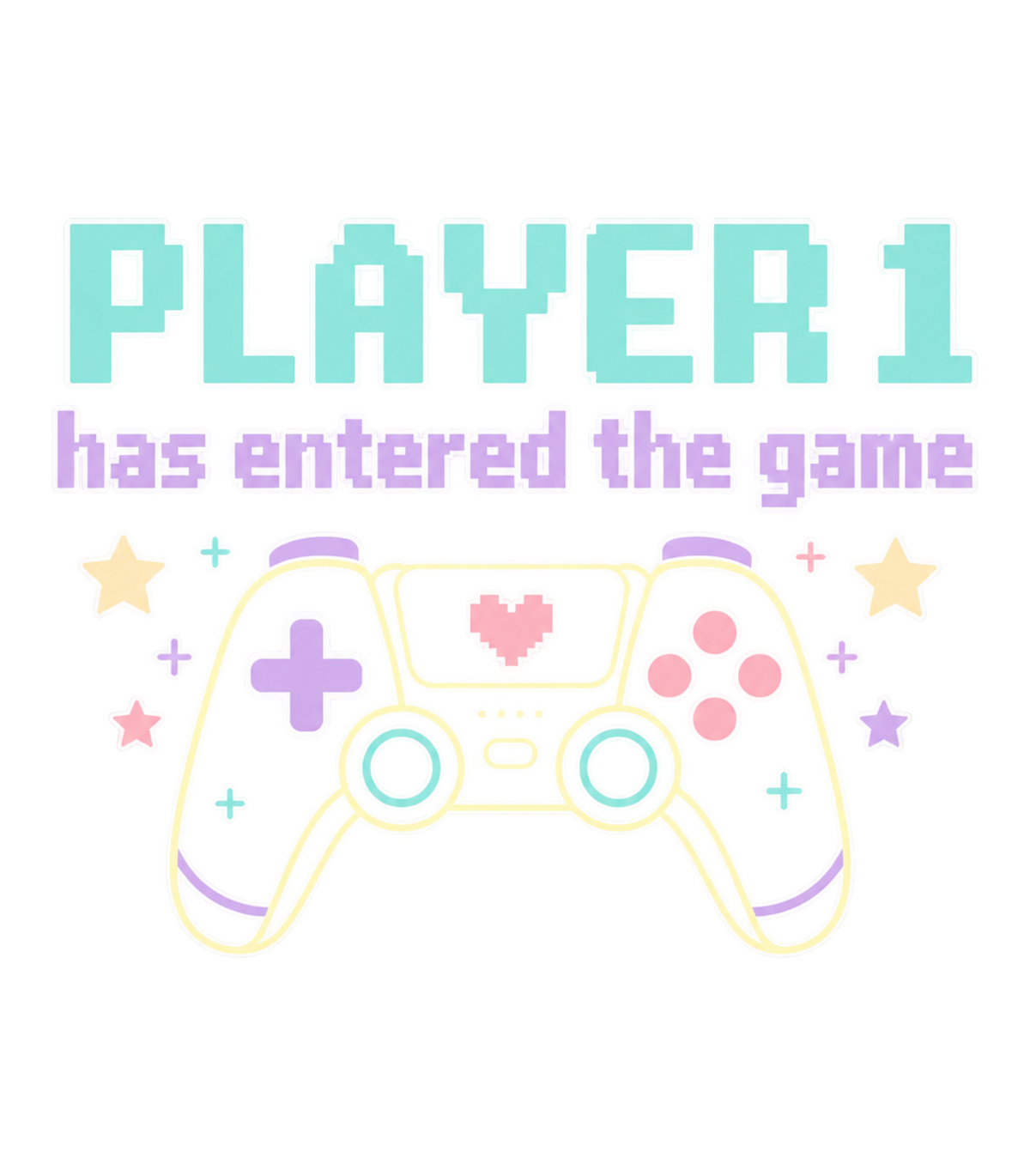 Player 1 Has Entered The Game Pastel Gamer Graphic T-Shirt & Sweatshirt - print file Front