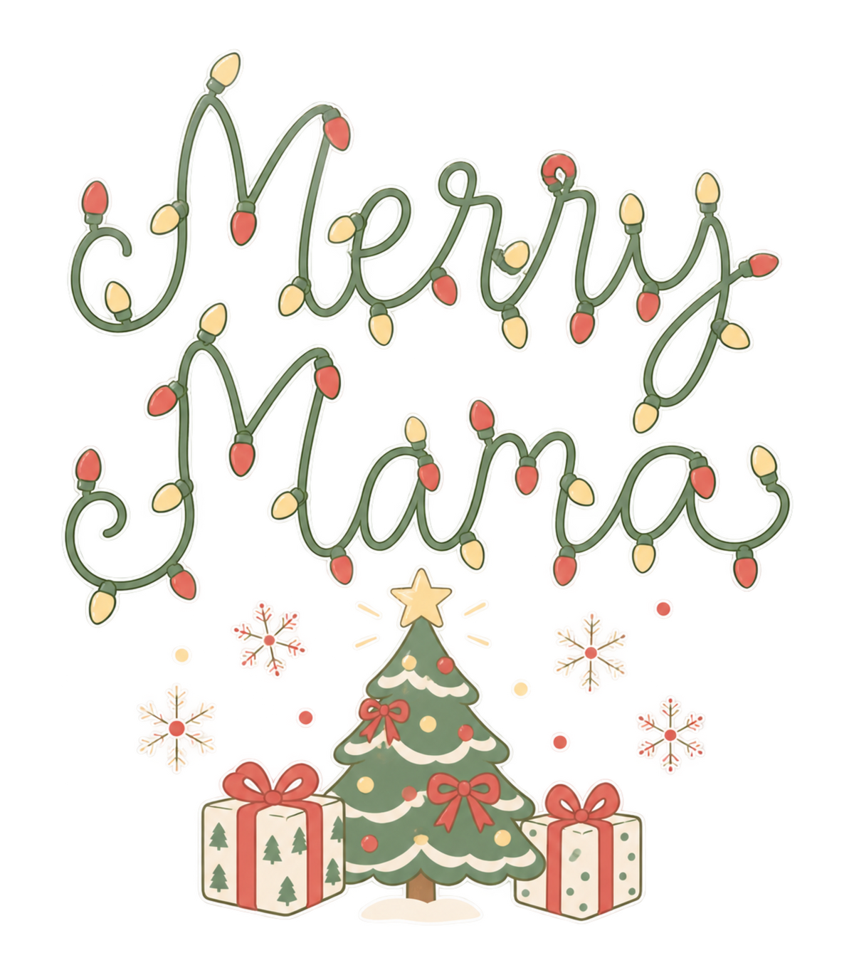Merry Mama Christmas Lights Graphic T-Shirt & Sweatshirt - print file Front