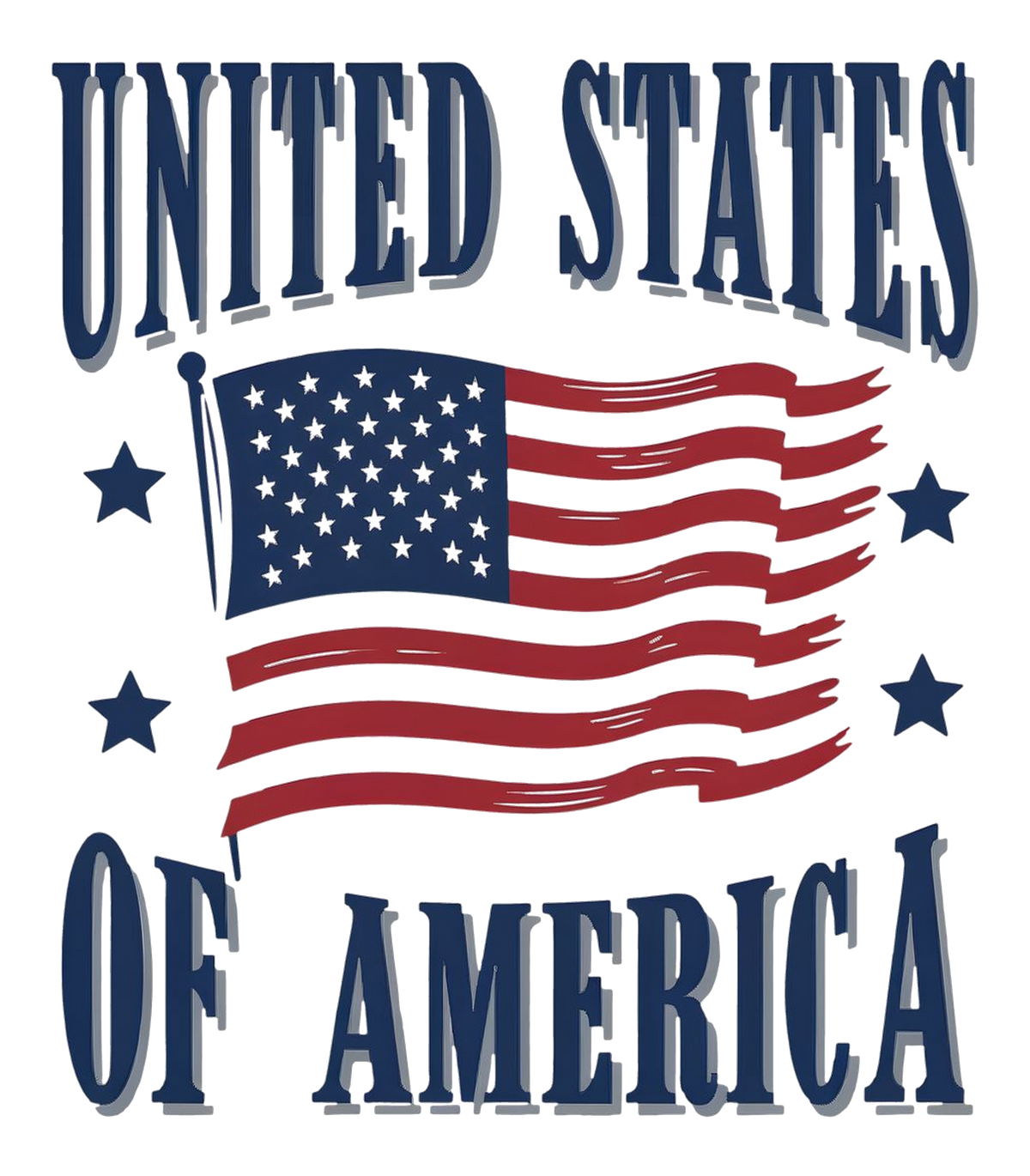 United States of America Waving American Flag Patriotic Graphic T-Shirt & Sweatshirt - print file Front