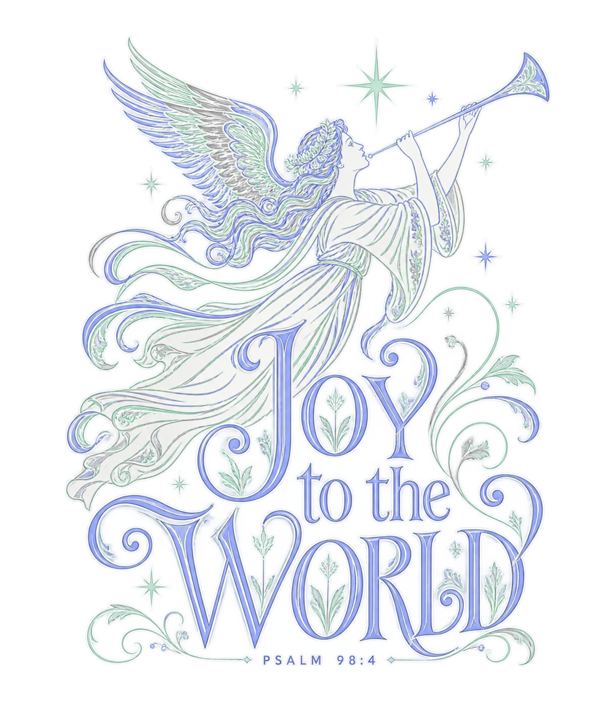 Joy to the World Angel Christmas Graphic T-Shirt & Sweatshirt - print file Front