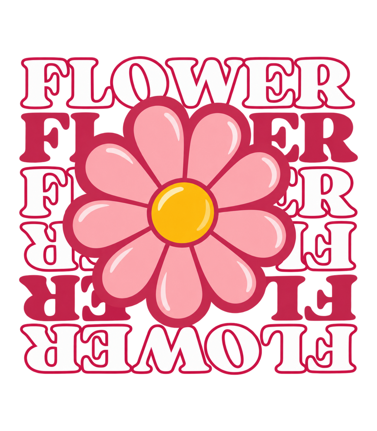 Flower Retro Pink Daisy Graphic T-Shirt & Sweatshirt - print file Back