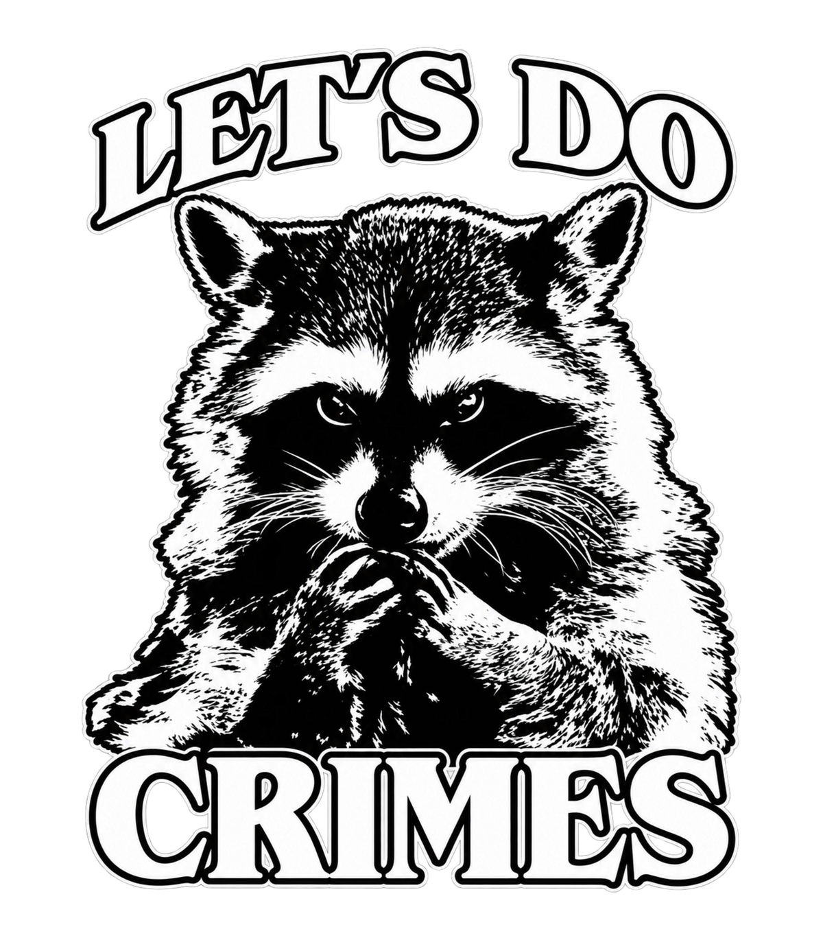 Let's Do Crimes Raccoon Graphic T-Shirt & Sweatshirt - print file Front
