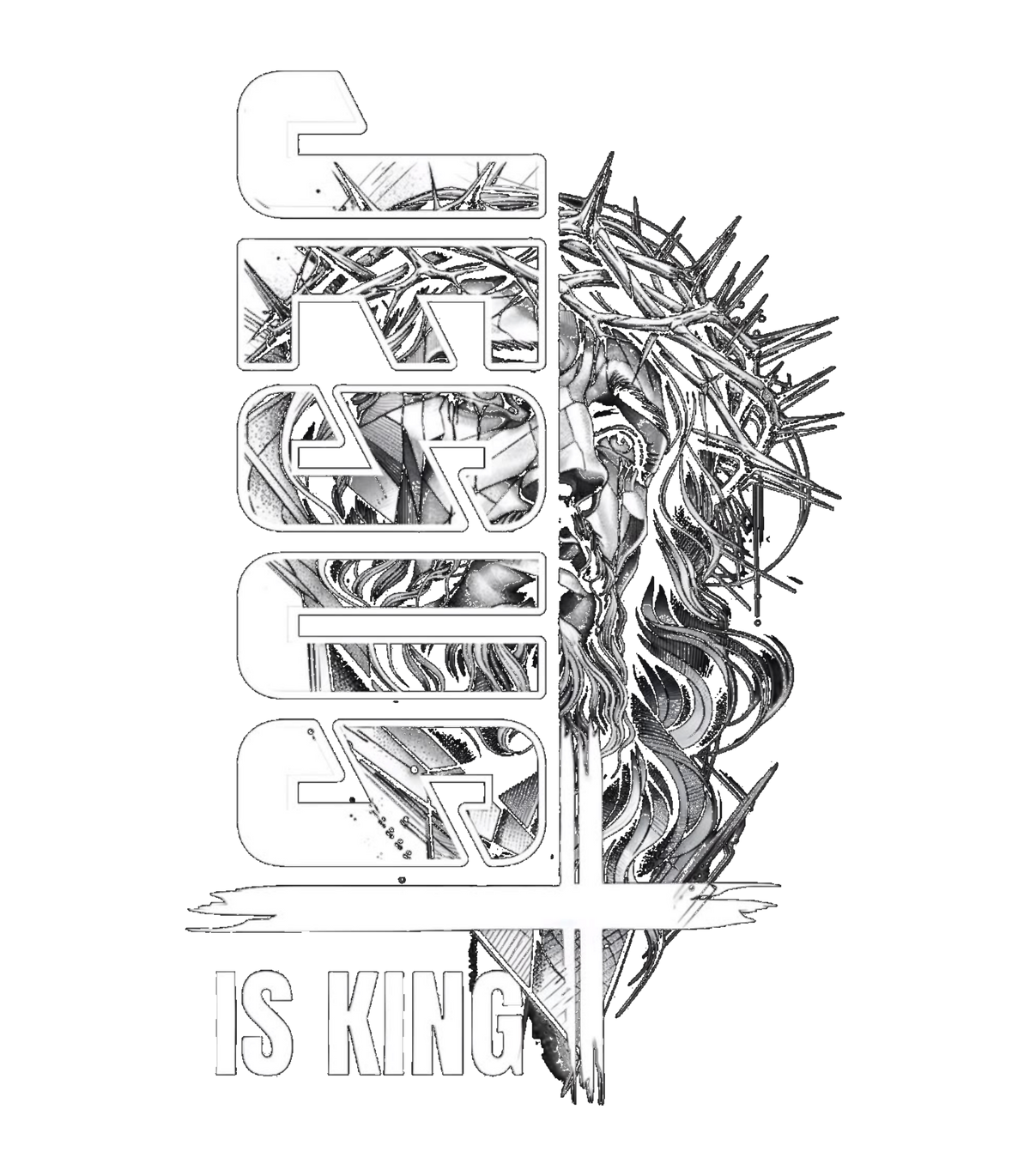 Christ Is King Crown of Thorns Faith Graphic T-Shirt & Sweatshirt - print file Back