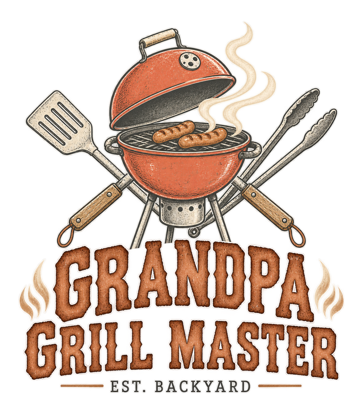 Grandpa Grill Master Retro Backyard BBQ Graphic T-Shirt & Sweatshirt - print file Front
