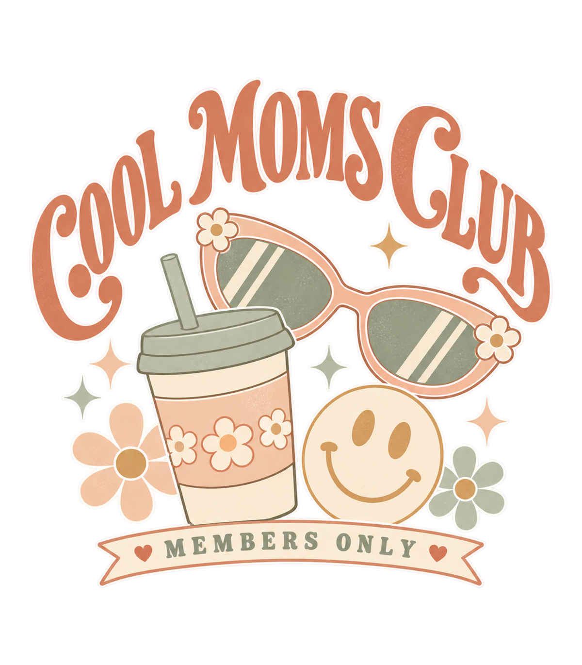 Cool Moms Club Retro Groovy Members Only Graphic T-Shirt & Sweatshirt - print file Front