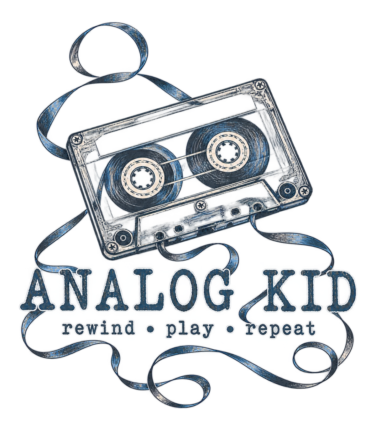 Analog Kid 1990s Retro Cassette Tape Graphic T-Shirt & Sweatshirt - print file Front
