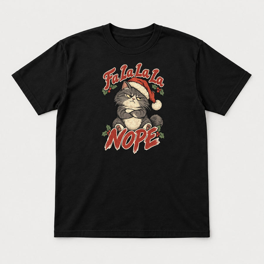 Fa La La La Nope Grumpy Christmas Cat Graphic T-Shirt & Sweatshirt