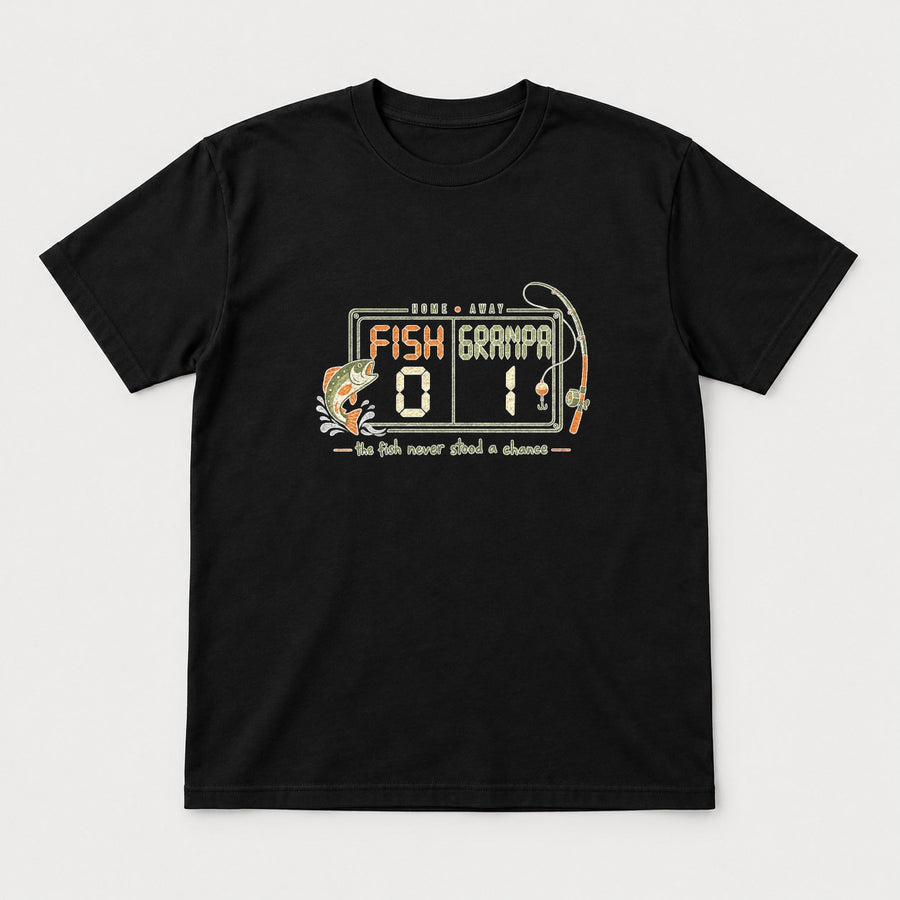 Fish vs Grandpa Scoreboard Retro Fishing Graphic T-Shirt & Sweatshirt