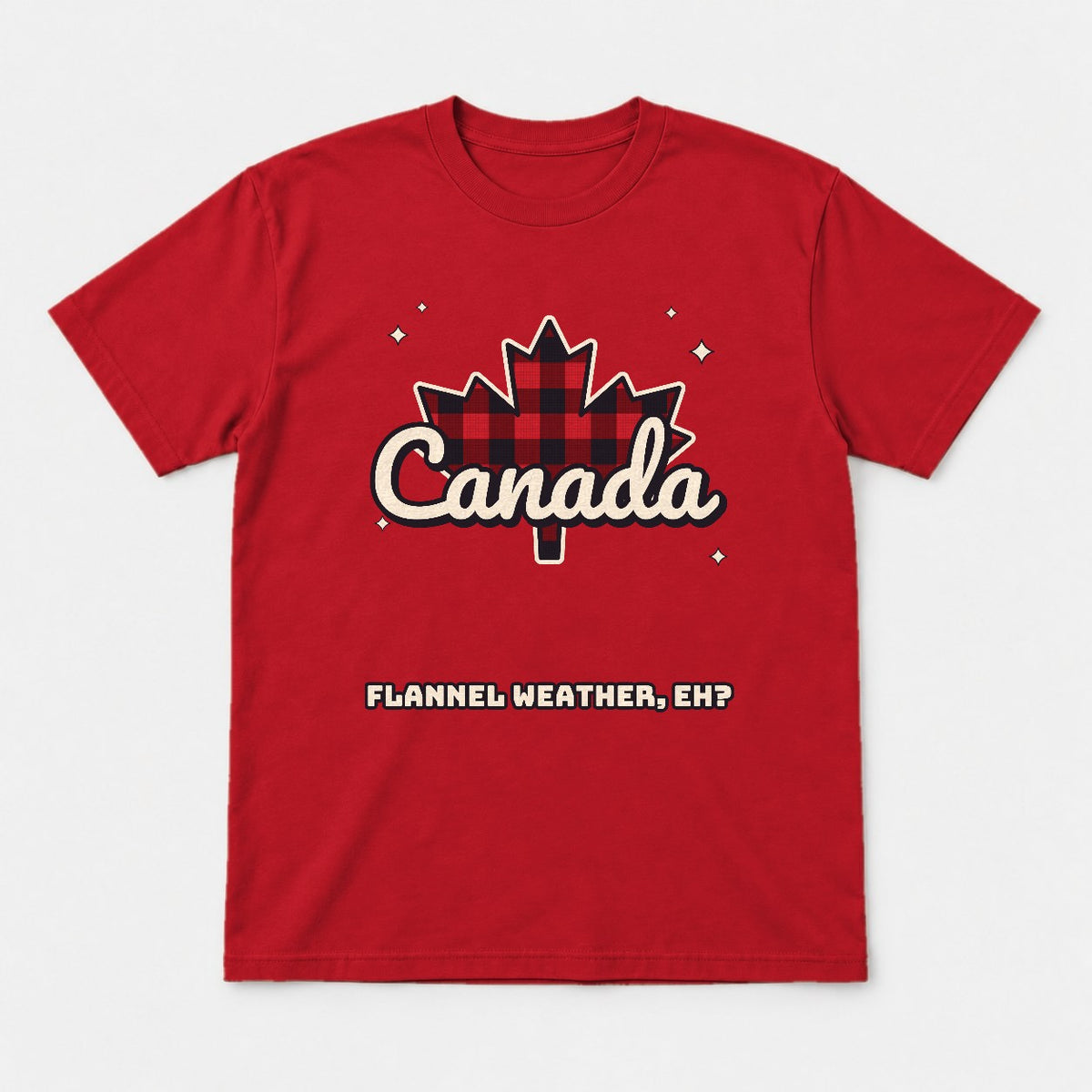 Flannel Weather Eh Canada Shirt – Buffalo Plaid Maple Leaf Tee - Tshirt Red Front