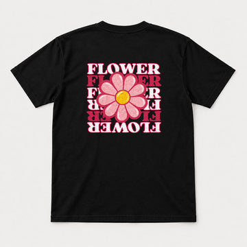 Flower Retro Pink Daisy Graphic T-Shirt & Sweatshirt - Tshirt Black Back