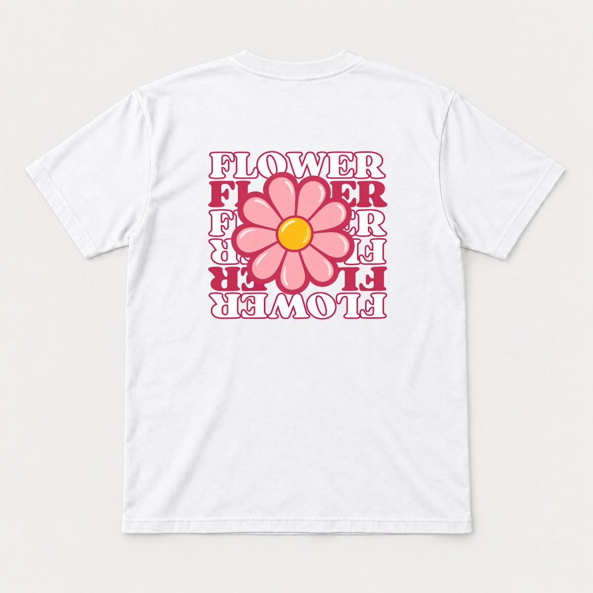 Flower Retro Pink Daisy Graphic T-Shirt & Sweatshirt - Tshirt White Back