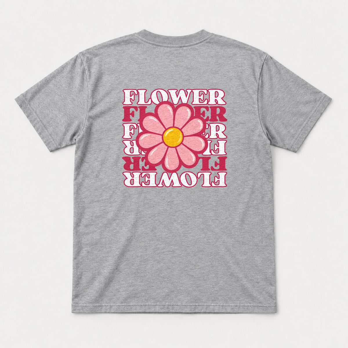 Flower Retro Pink Daisy Graphic T-Shirt & Sweatshirt - Tshirt Sport Grey Back