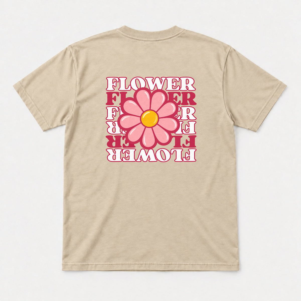 Flower Retro Pink Daisy Graphic T-Shirt & Sweatshirt - Tshirt Sand Back
