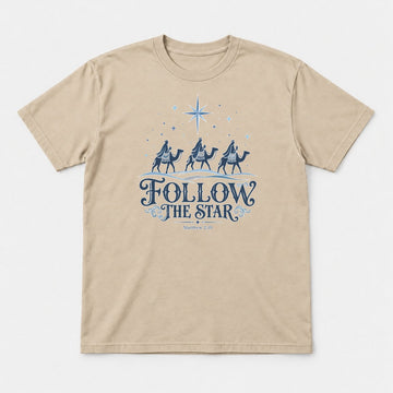 Follow The Star Three Wise Men Nativity Graphic T-Shirt & Sweatshirt - Tshirt Sand Front