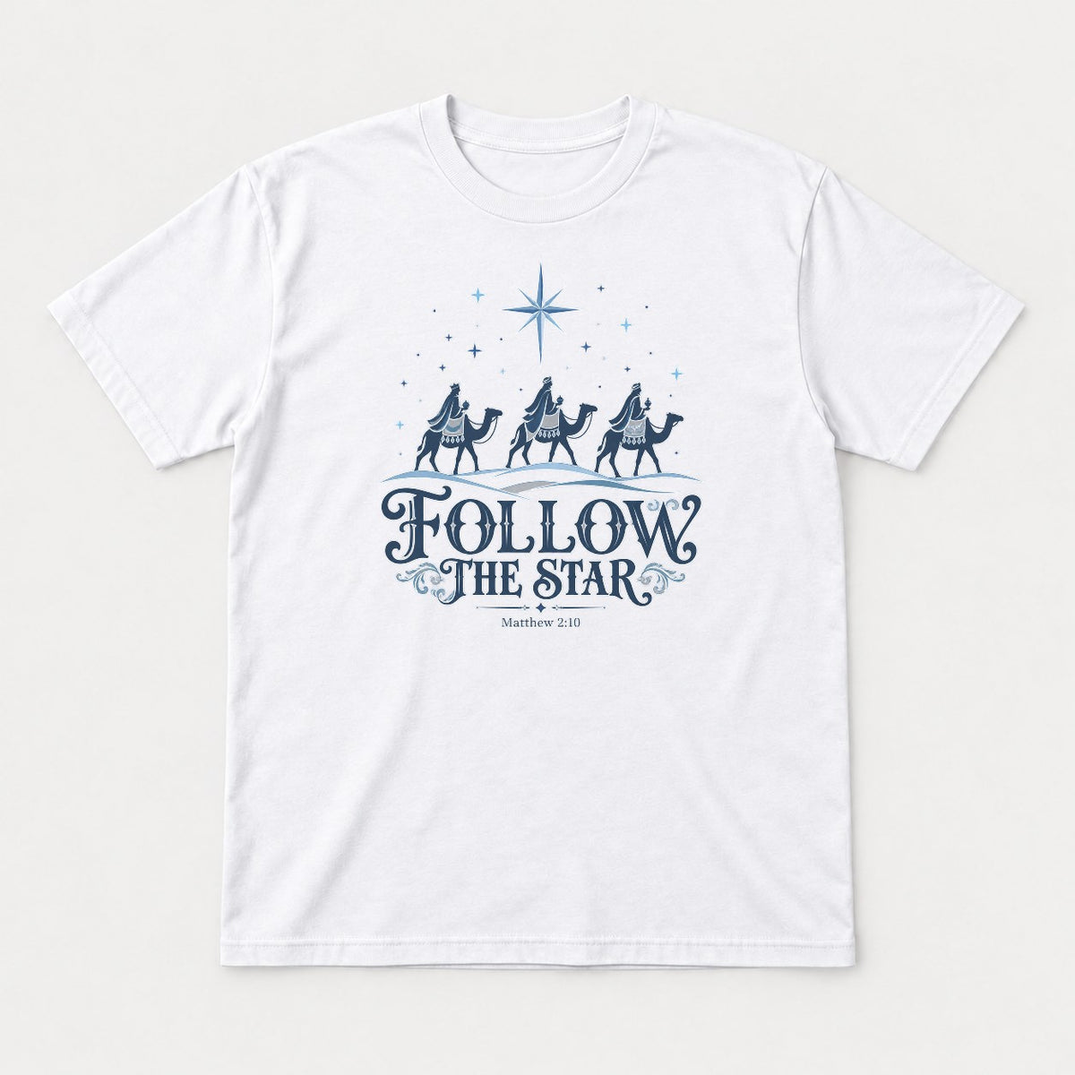 Follow The Star Three Wise Men Nativity Graphic T-Shirt & Sweatshirt - Tshirt White Front