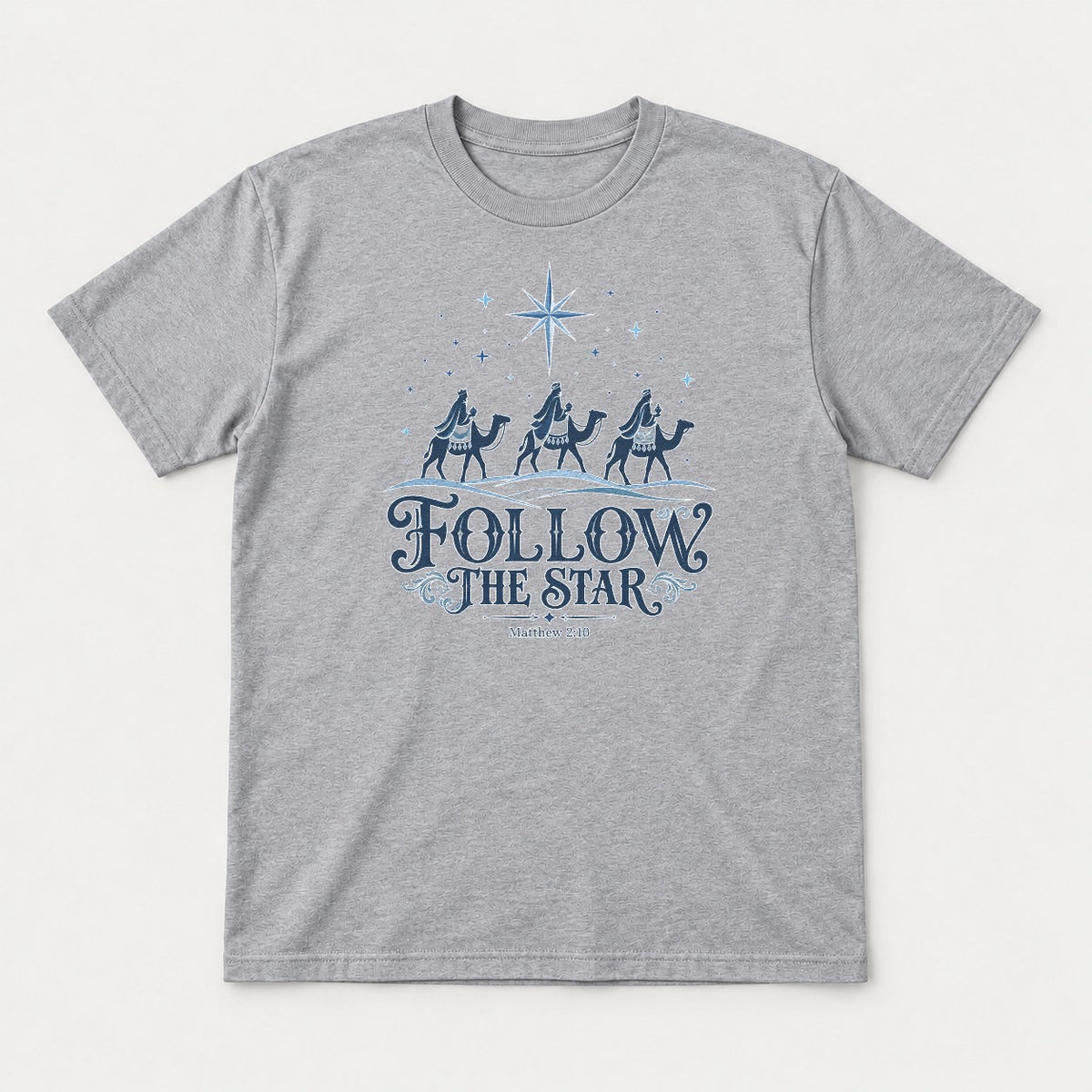 Follow The Star Three Wise Men Nativity Graphic T-Shirt & Sweatshirt - Tshirt Sport Grey Front