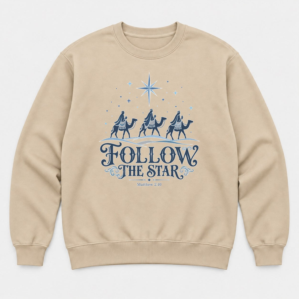 Follow The Star Three Wise Men Nativity Graphic T-Shirt & Sweatshirt - Sweatshirt Sand Front