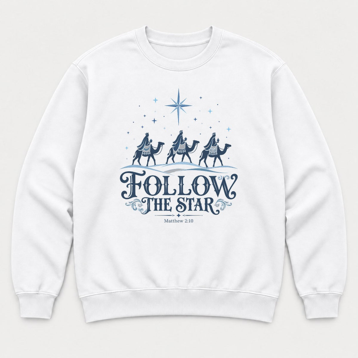 Follow The Star Three Wise Men Nativity Graphic T-Shirt & Sweatshirt - Sweatshirt White Front