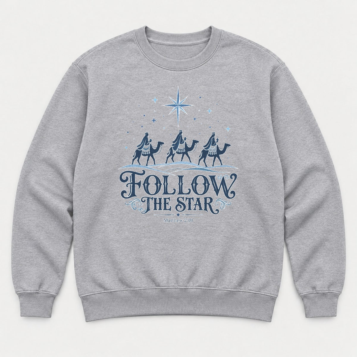 Follow The Star Three Wise Men Nativity Graphic T-Shirt & Sweatshirt - Sweatshirt Sport Grey Front