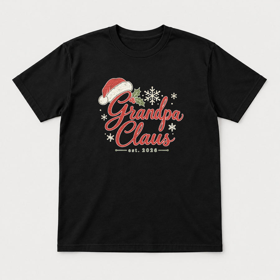 Grandpa Claus Est. 2026 Christmas Santa Hat Graphic T-Shirt & Sweatshirt