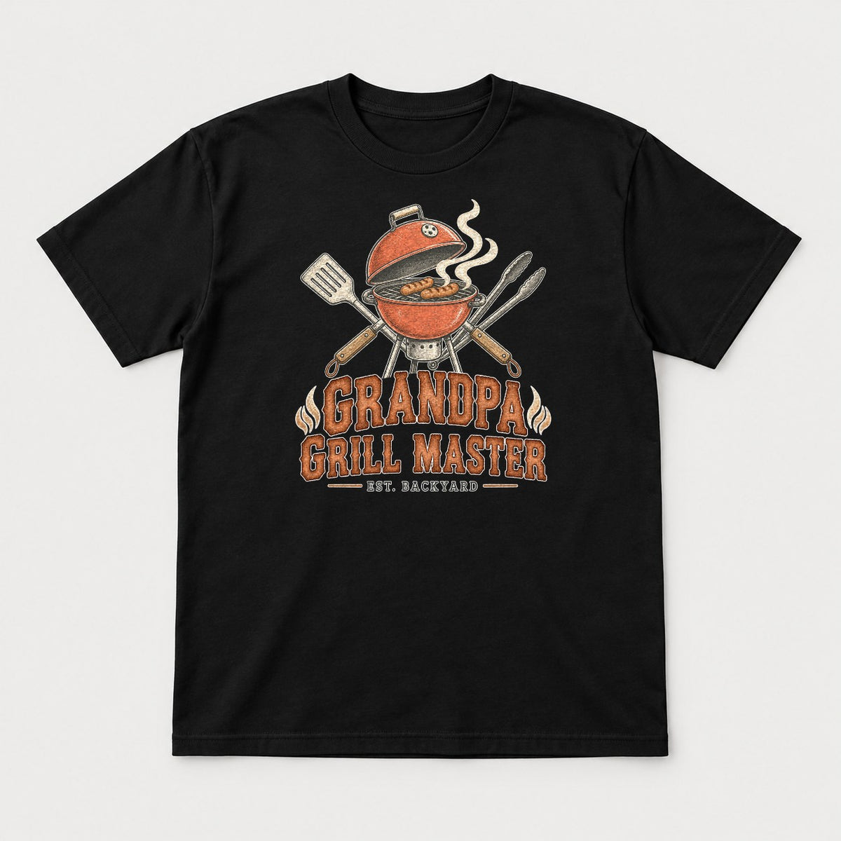 Grandpa Grill Master Retro Backyard BBQ Graphic T-Shirt & Sweatshirt - Tshirt Black Front