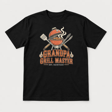 Grandpa Grill Master Retro Backyard BBQ Graphic T-Shirt & Sweatshirt - Tshirt Black Front