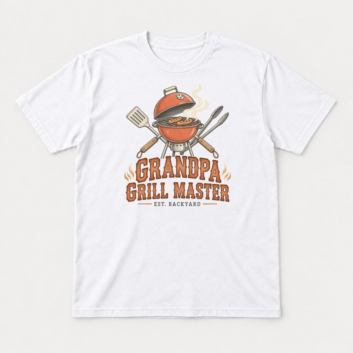 Grandpa Grill Master Retro Backyard BBQ Graphic T-Shirt & Sweatshirt - Tshirt White Front