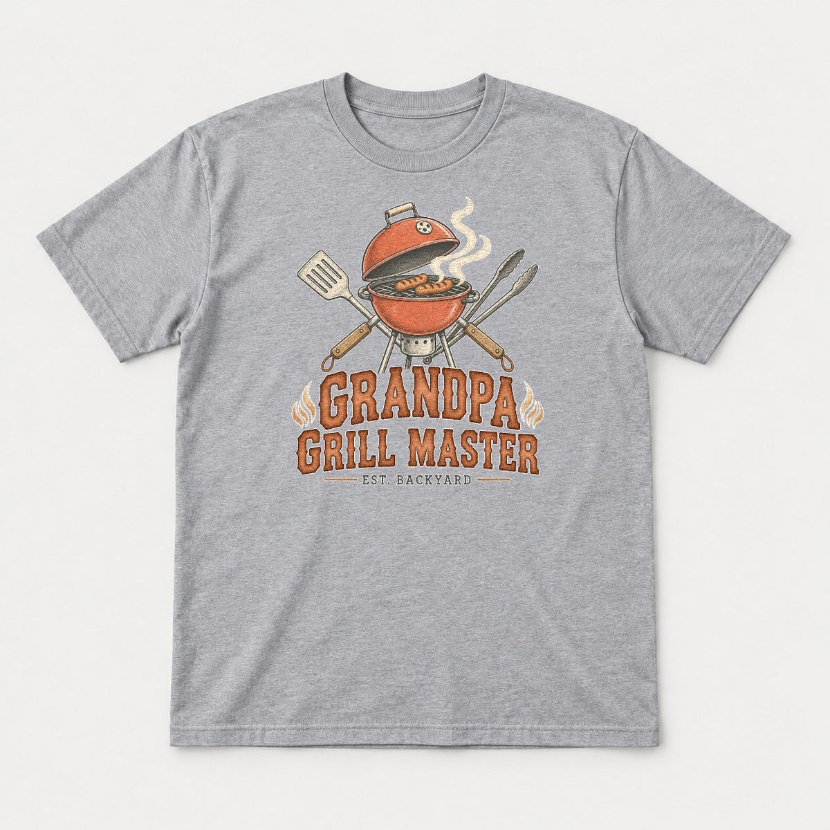 Grandpa Grill Master Retro Backyard BBQ Graphic T-Shirt & Sweatshirt - Tshirt Sport Grey Front