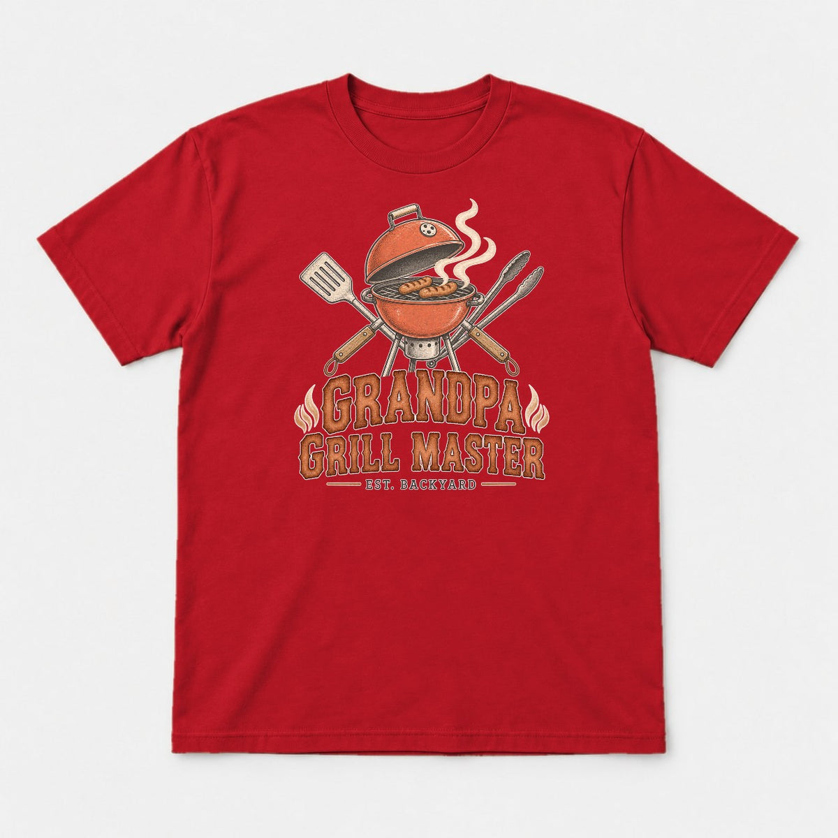 Grandpa Grill Master Retro Backyard BBQ Graphic T-Shirt & Sweatshirt - Tshirt Red Front