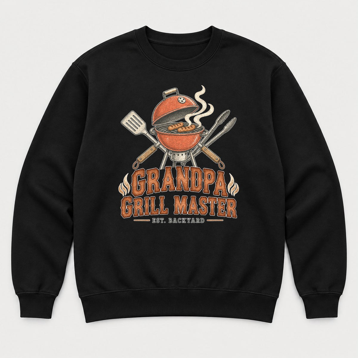 Grandpa Grill Master Retro Backyard BBQ Graphic T-Shirt & Sweatshirt - Sweatshirt Black Front