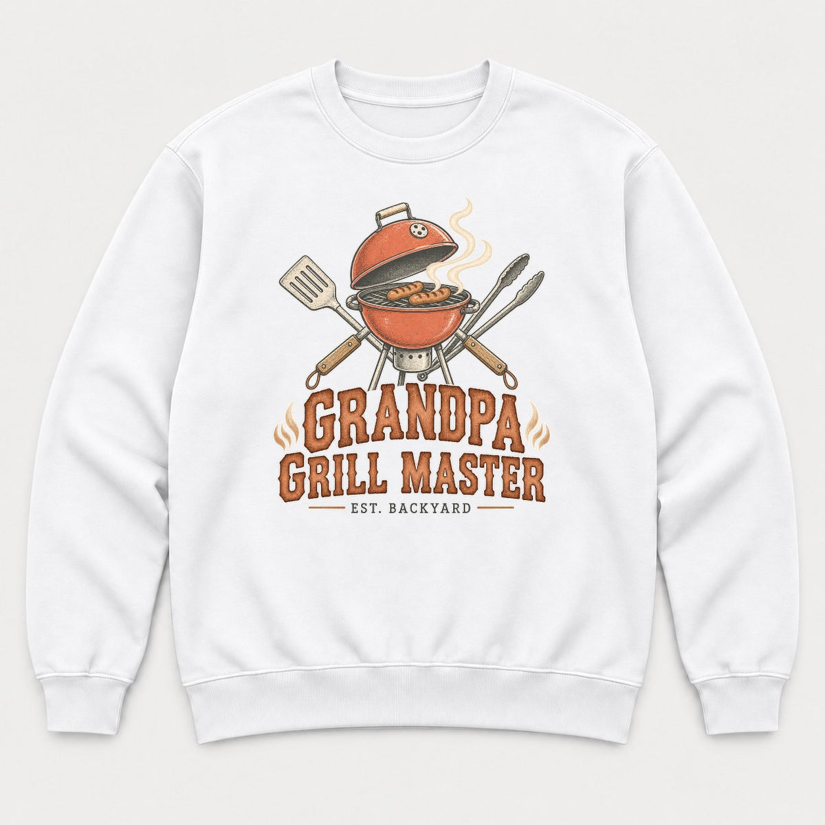 Grandpa Grill Master Retro Backyard BBQ Graphic T-Shirt & Sweatshirt - Sweatshirt White Front