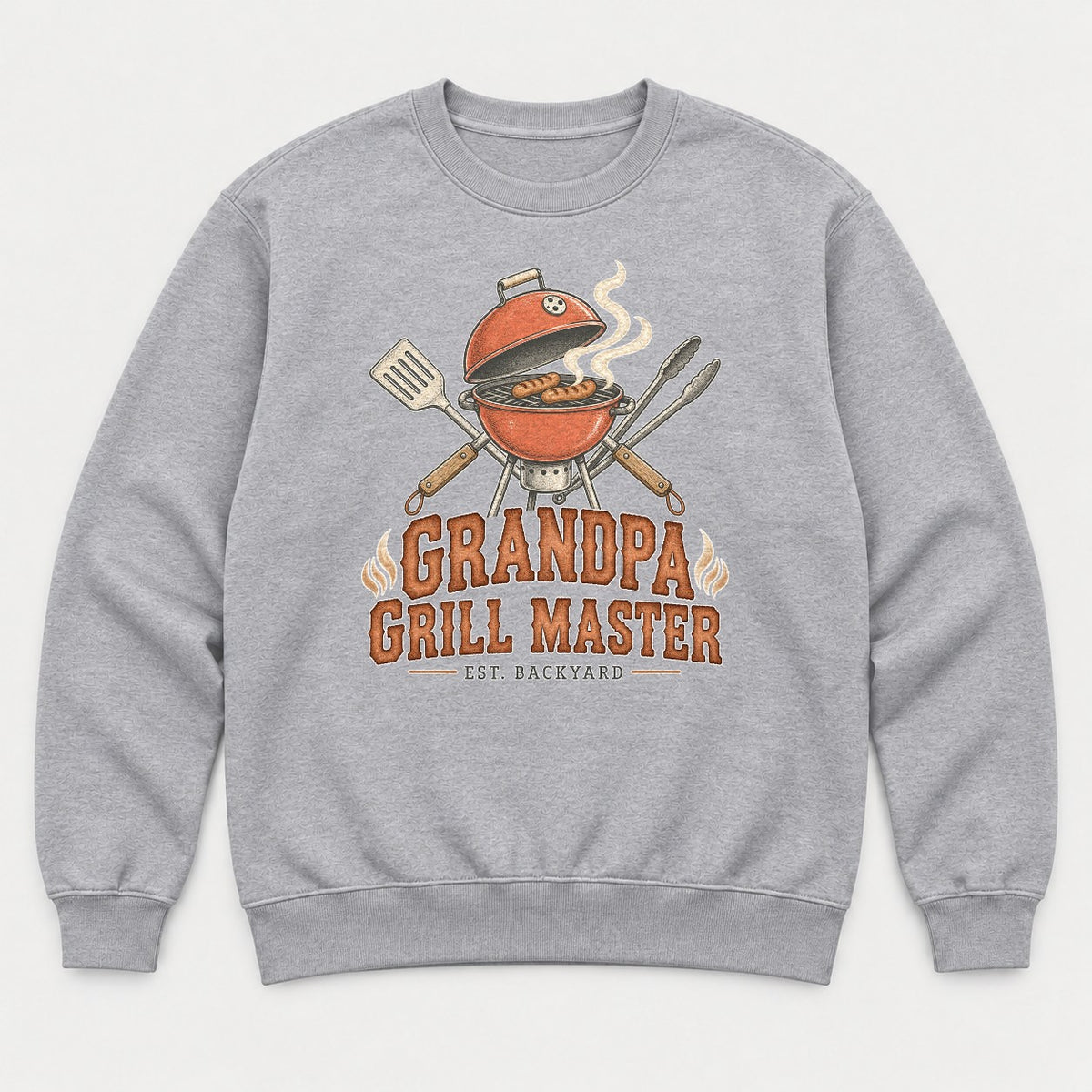 Grandpa Grill Master Retro Backyard BBQ Graphic T-Shirt & Sweatshirt - Sweatshirt Sport Grey Front
