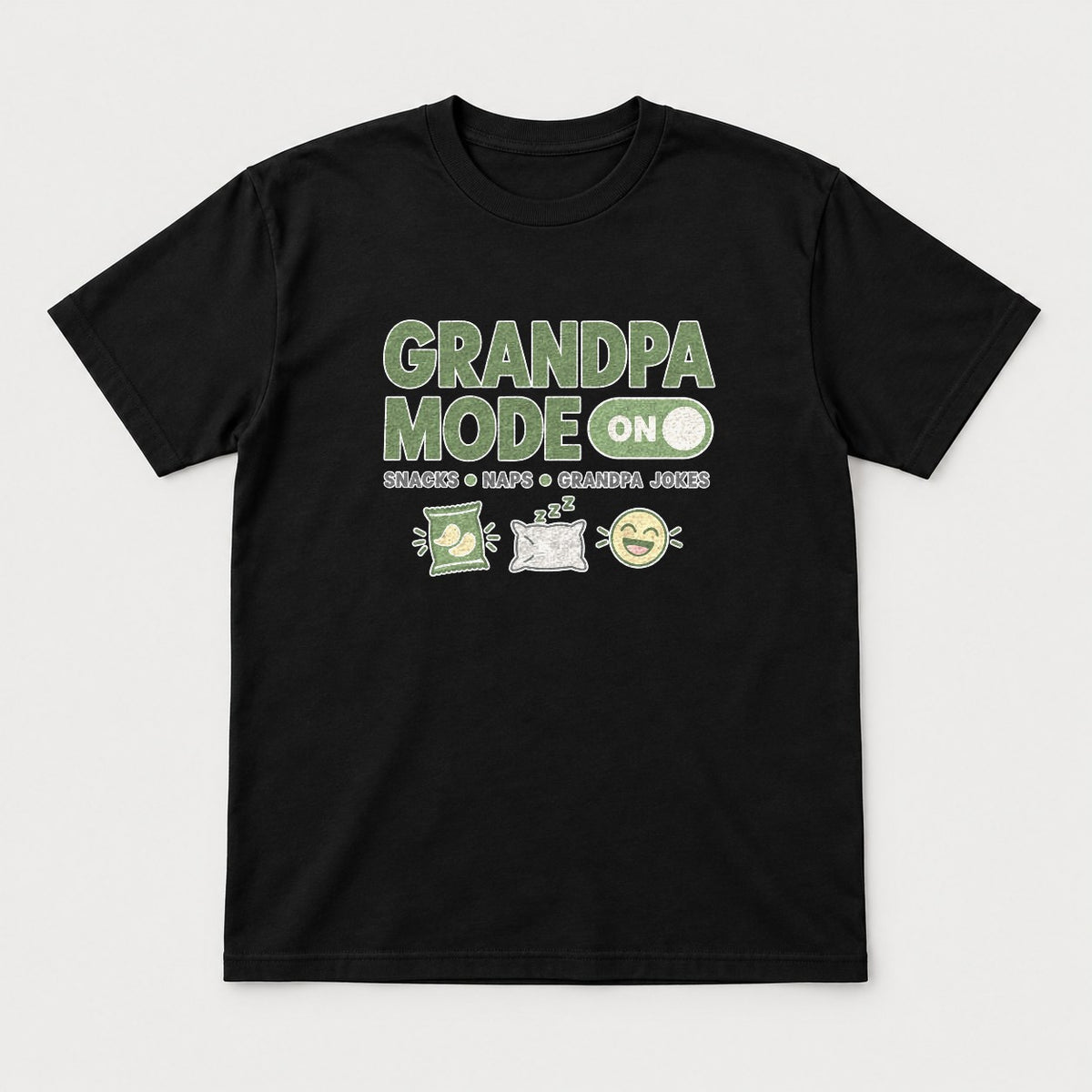 Grandpa Mode On Snacks Naps Grandpa Jokes Graphic T-Shirt & Sweatshirt - Tshirt Black Front
