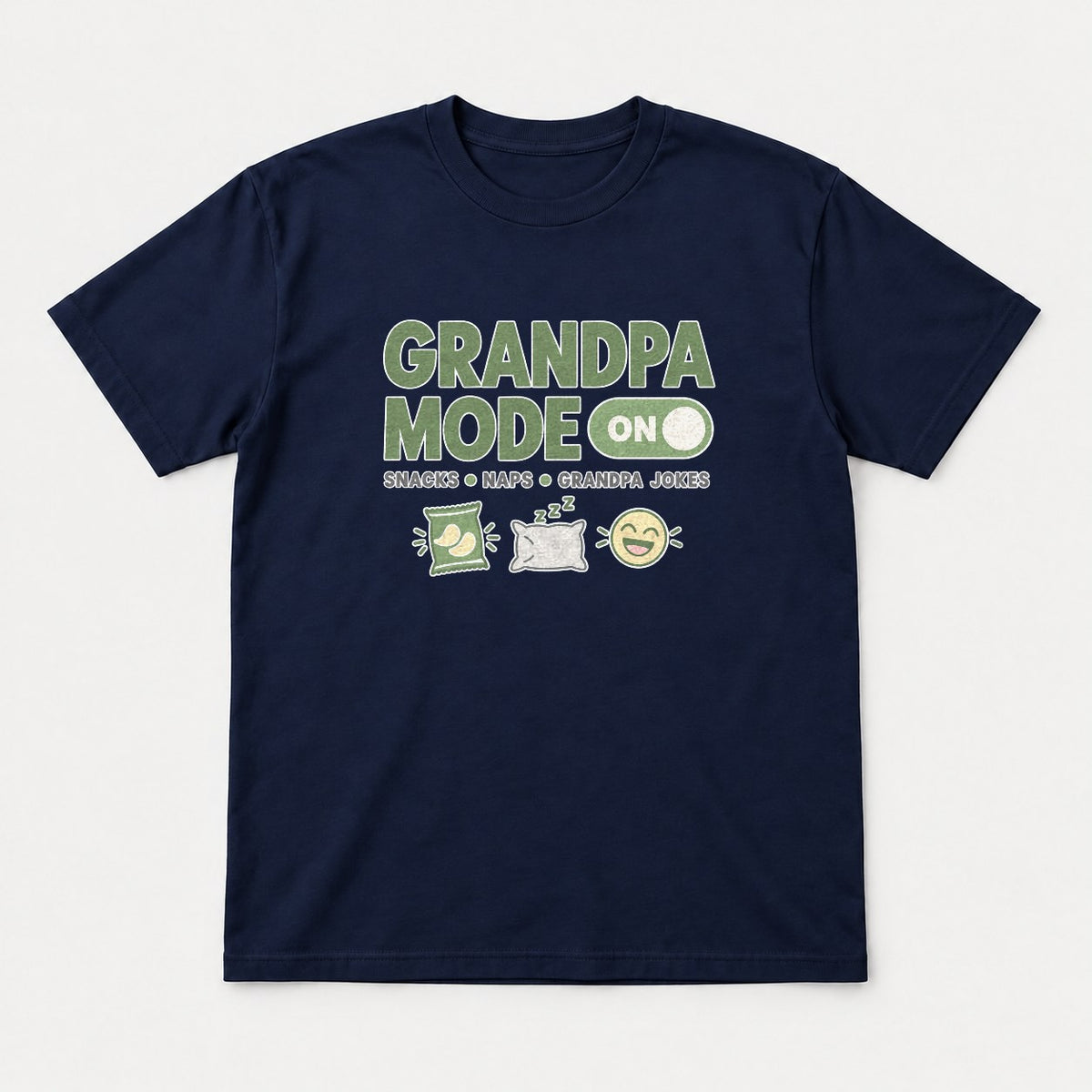 Grandpa Mode On Snacks Naps Grandpa Jokes Graphic T-Shirt & Sweatshirt - Tshirt Navy Front
