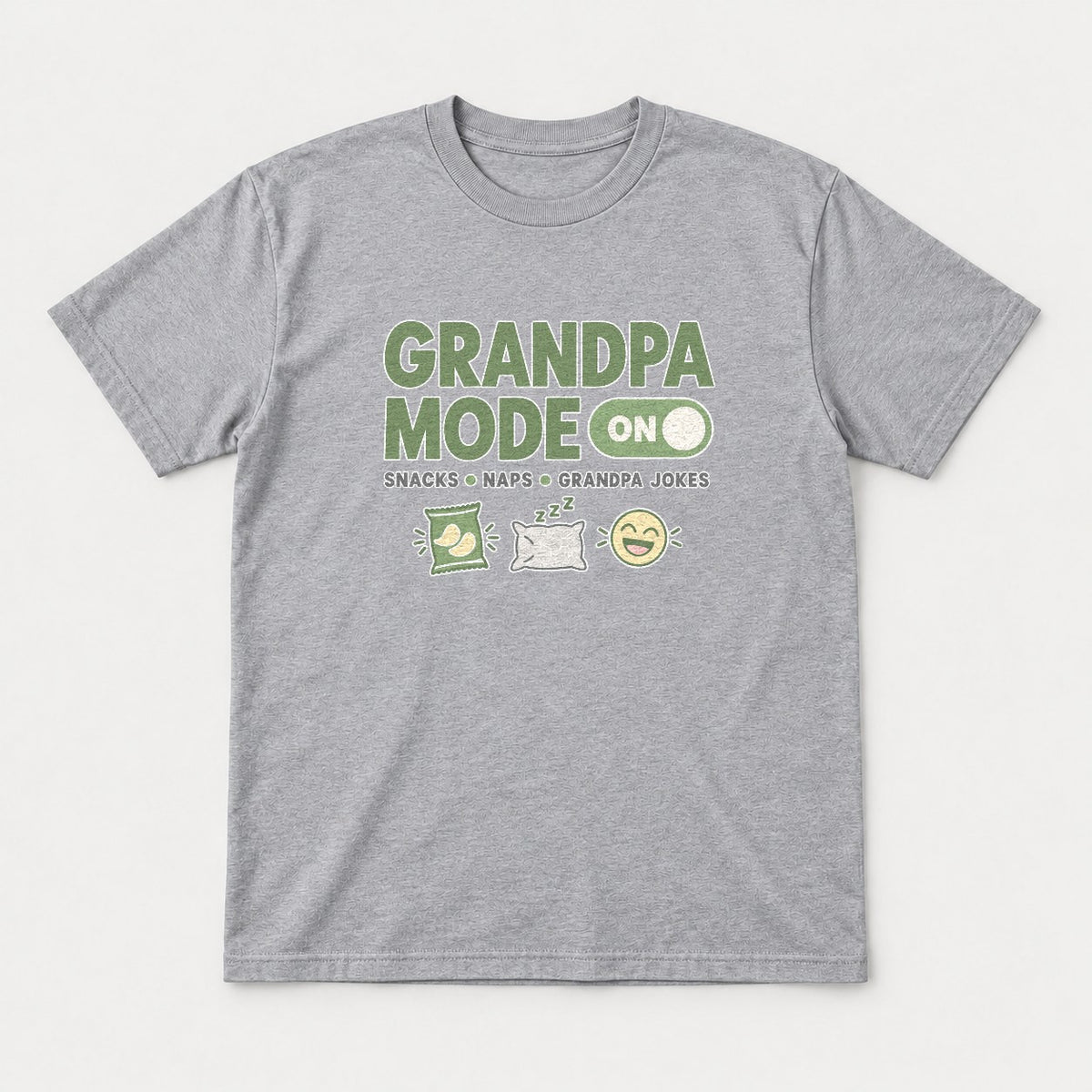 Grandpa Mode On Snacks Naps Grandpa Jokes Graphic T-Shirt & Sweatshirt - Tshirt Sport Grey Front