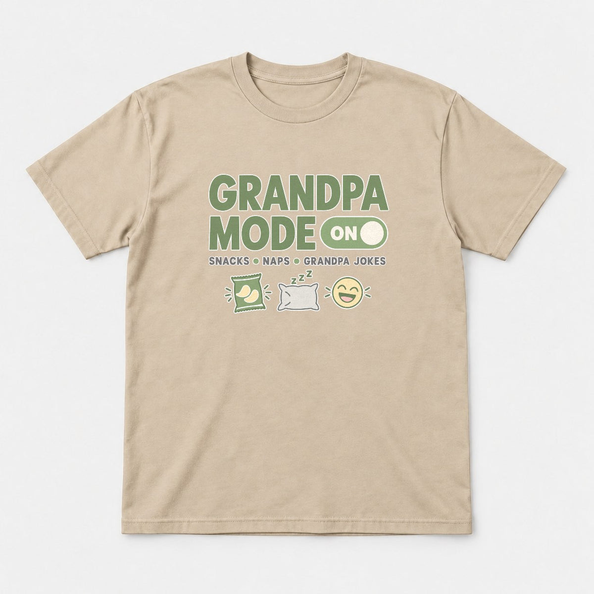 Grandpa Mode On Snacks Naps Grandpa Jokes Graphic T-Shirt & Sweatshirt - Tshirt Sand Front