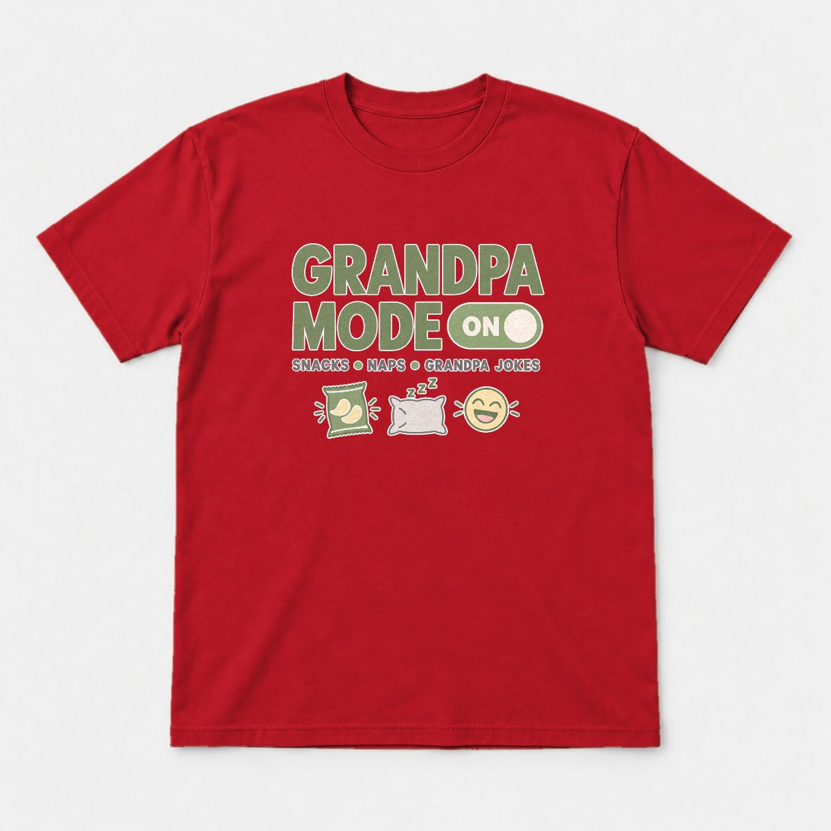 Grandpa Mode On Snacks Naps Grandpa Jokes Graphic T-Shirt & Sweatshirt - Tshirt Red Front