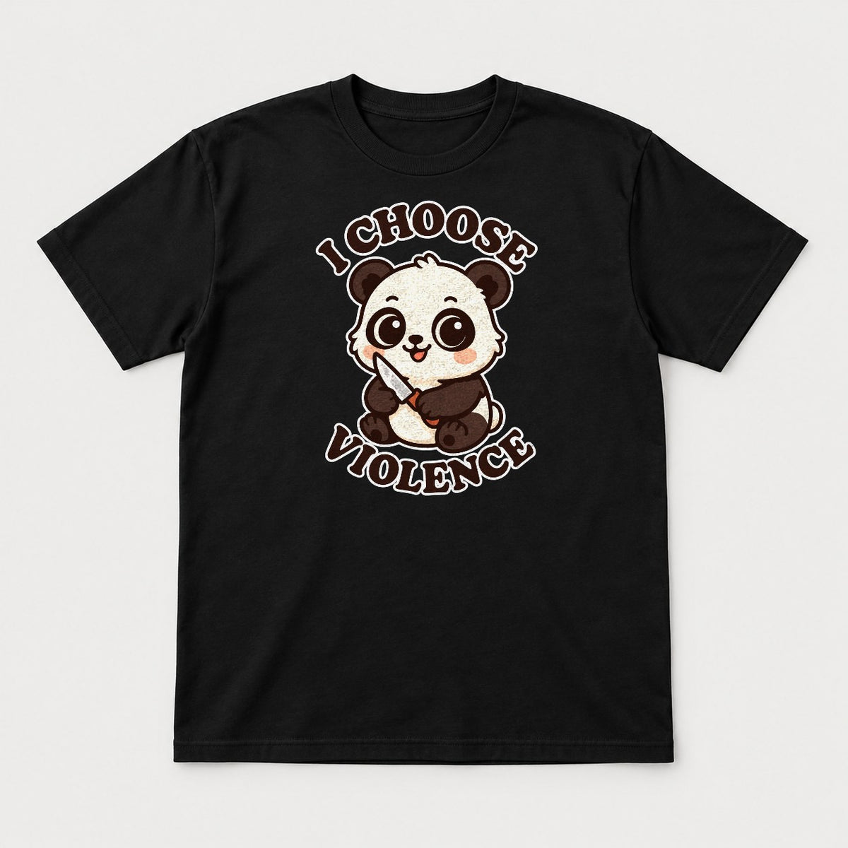 I Choose Violence Cute Panda With Knife Graphic T-Shirt & Sweatshirt - Tshirt Black Front