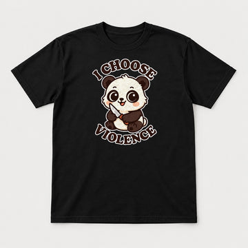I Choose Violence Cute Panda With Knife Graphic T-Shirt & Sweatshirt - Tshirt Black Front