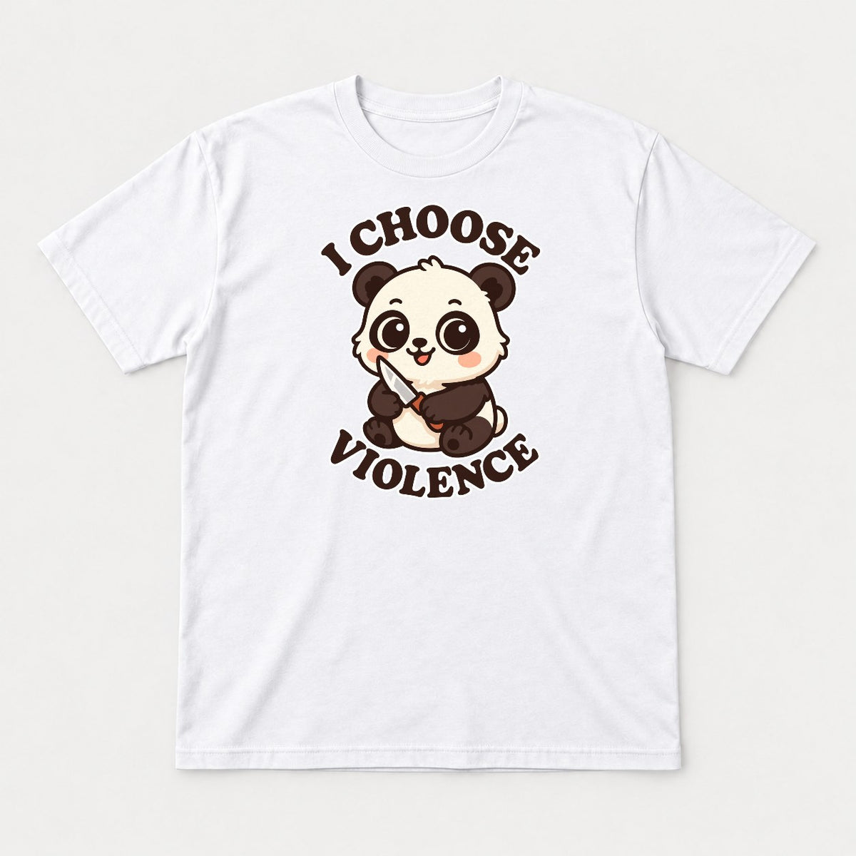 I Choose Violence Cute Panda With Knife Graphic T-Shirt & Sweatshirt - Tshirt White Front