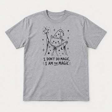 I Don't Do Magic, I Am The Magic Wizard Cat Graphic T-Shirt & Sweatshirt - Tshirt Sport Grey Front