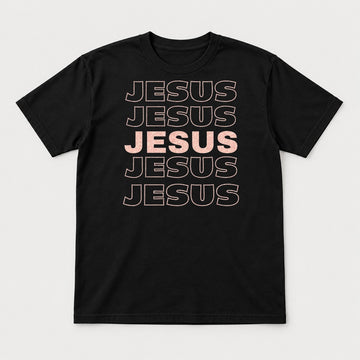 Jesus Bold Outline Christian Graphic T-Shirt & Sweatshirt - Tshirt Black Front